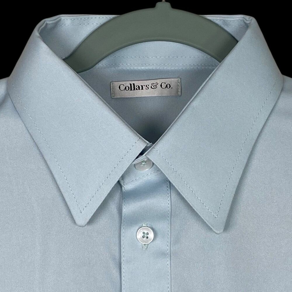 Collars & Co Polo Shirt Mens 2XL Blue Point English Dress Collar Golf Stretch